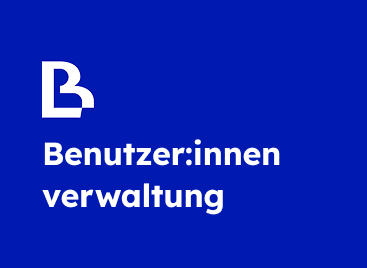 Blaues Kachel-Element mit Business Lounge Logo und dem Titel "Benutzer:innenverwaltung"