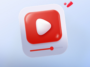 Illustration eines Videoplayers mit Wiedergabe-Button und Fortschrittsanzeige auf blauem Hintergrund.