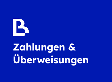 Blaues Kachel-Element mit Business Lounge Logo und dem Titel "Zahlungen & Überweisungen"